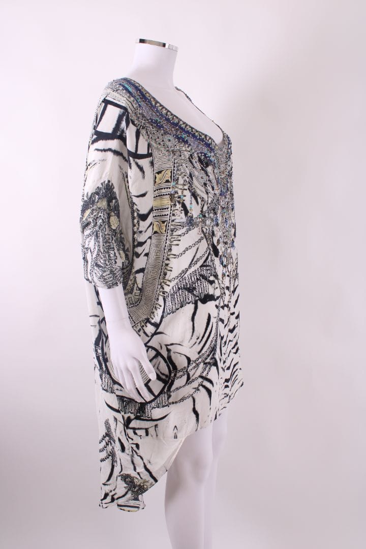 Camilla Camilla S/S Crystal Zebra Print Kaftan Blouse Black/ White O/S
