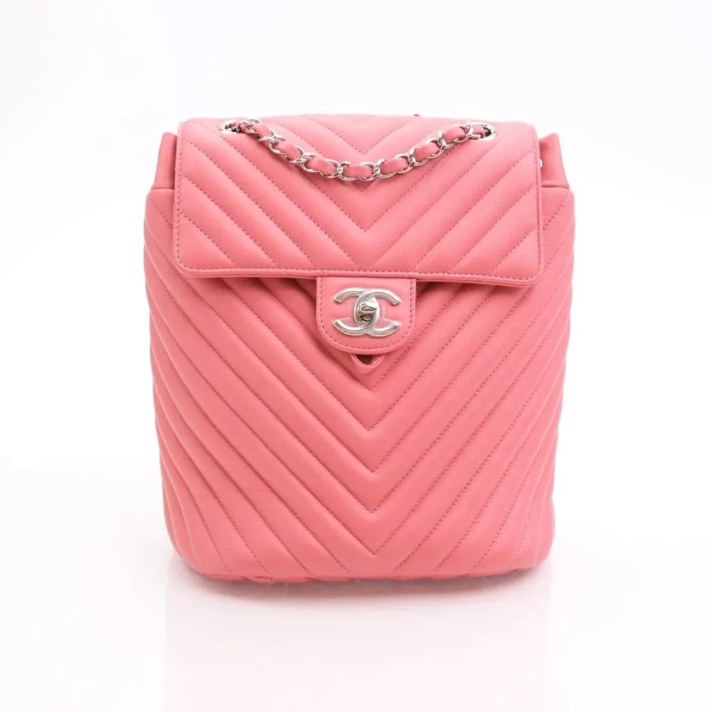 CAN Chanel Chevron Urban Spirit Backpack Small Pink Calfskin