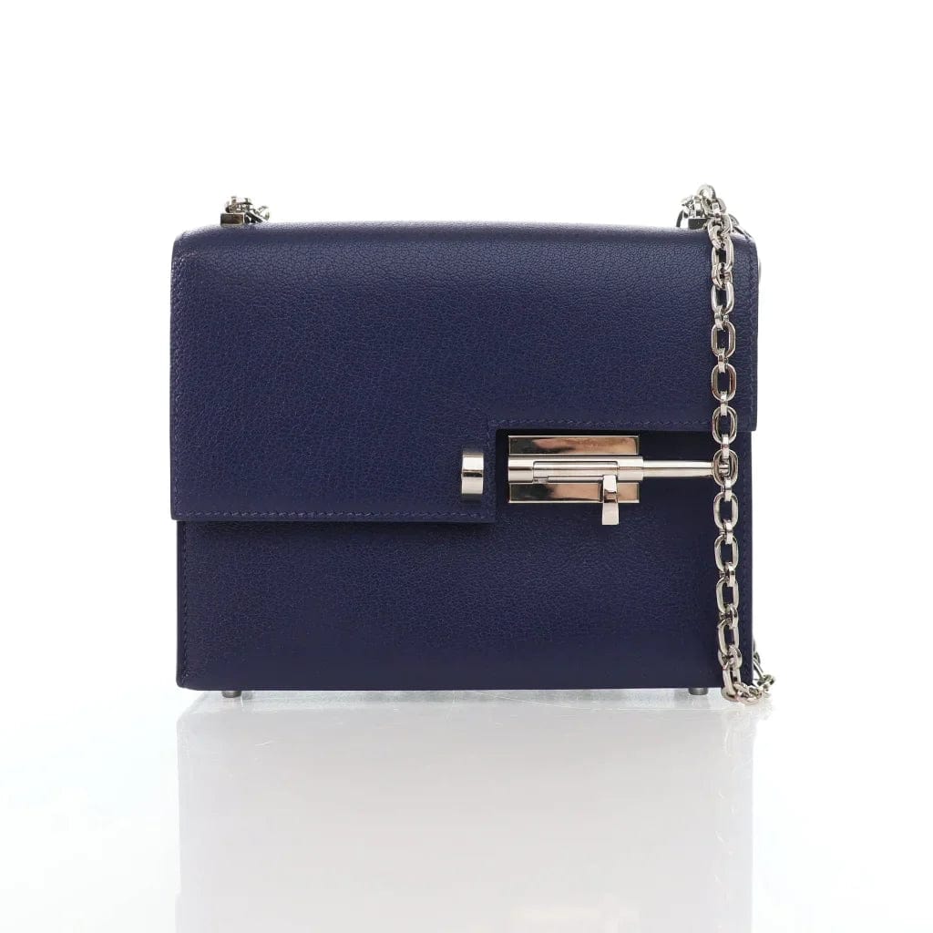 CAN Hermes Verrou Mini Bleu Saphir Chevre Mysore