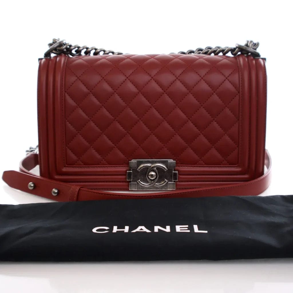 CANADA Chanel Boy Bag Old Medium Red Lambskin