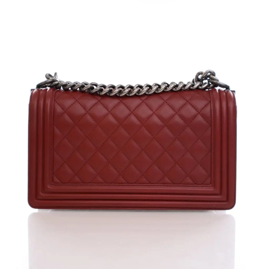 CANADA Chanel Boy Bag Old Medium Red Lambskin