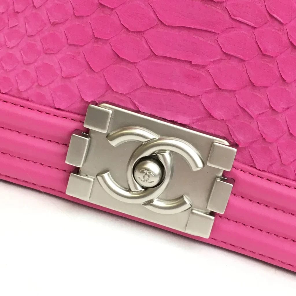 CANADA Chanel Boy Bag Small Pink Python/Calfskin