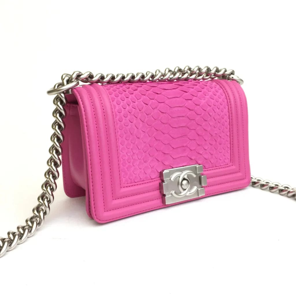 CANADA Chanel Boy Bag Small Pink Python/Calfskin