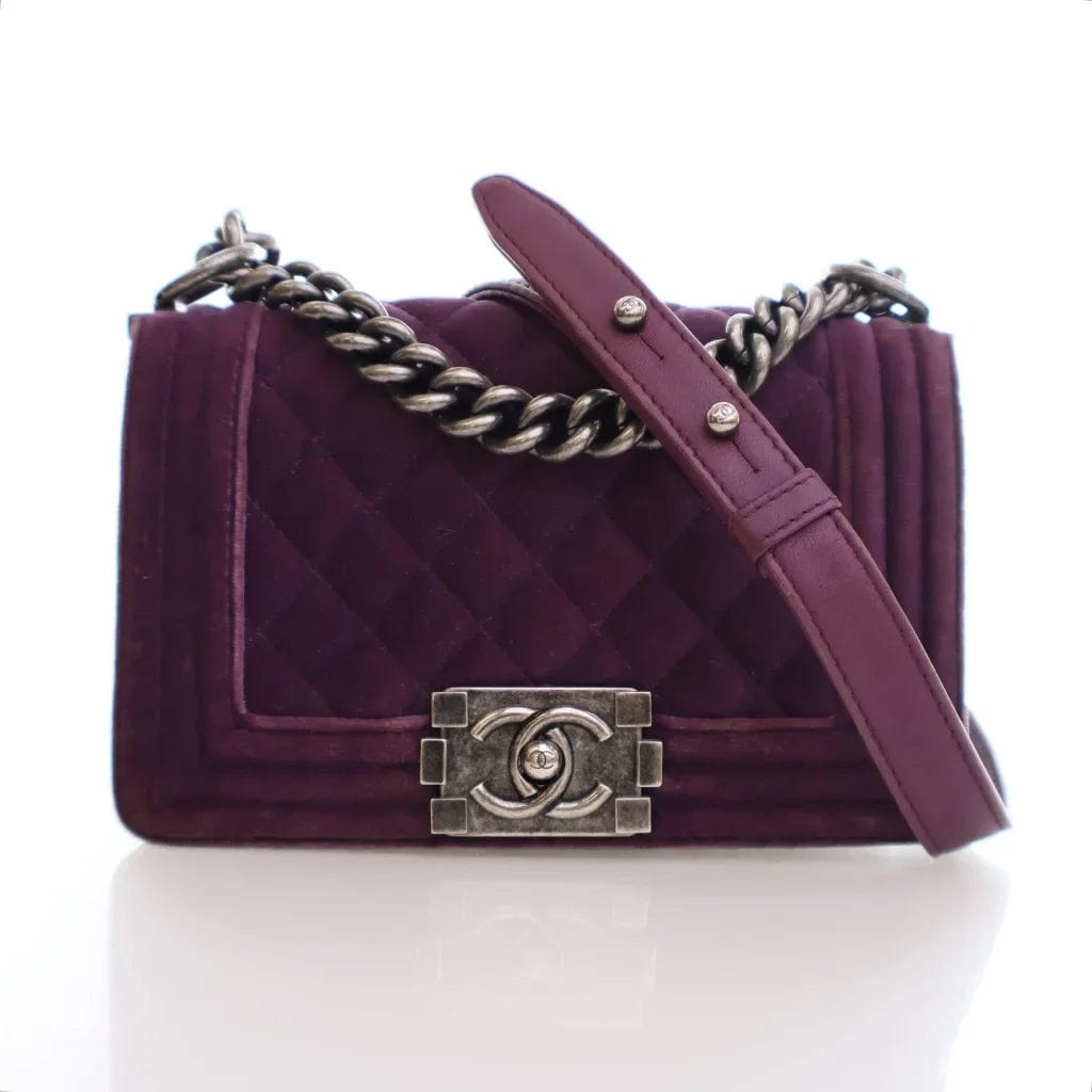 CANADA Chanel Boy Bag Small Purple Velvet