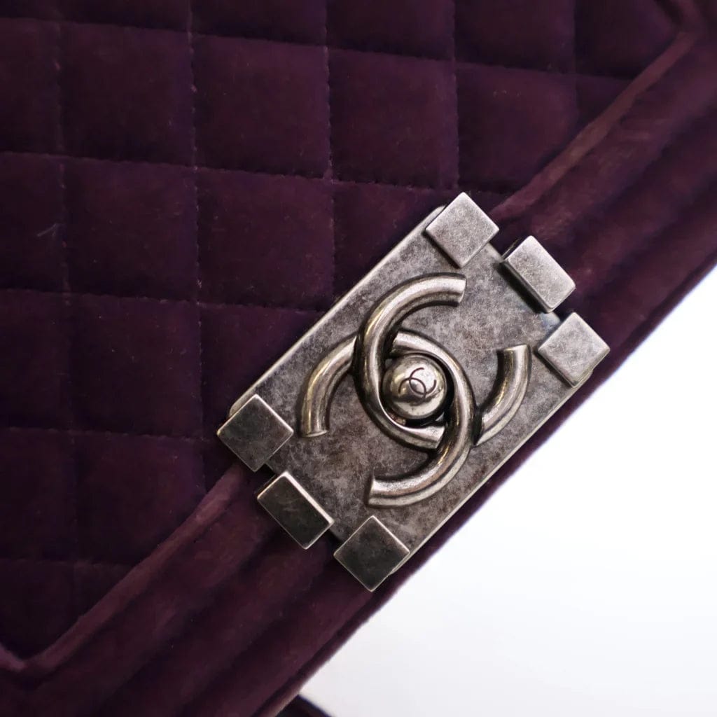 CANADA Chanel Boy Bag Small Purple Velvet