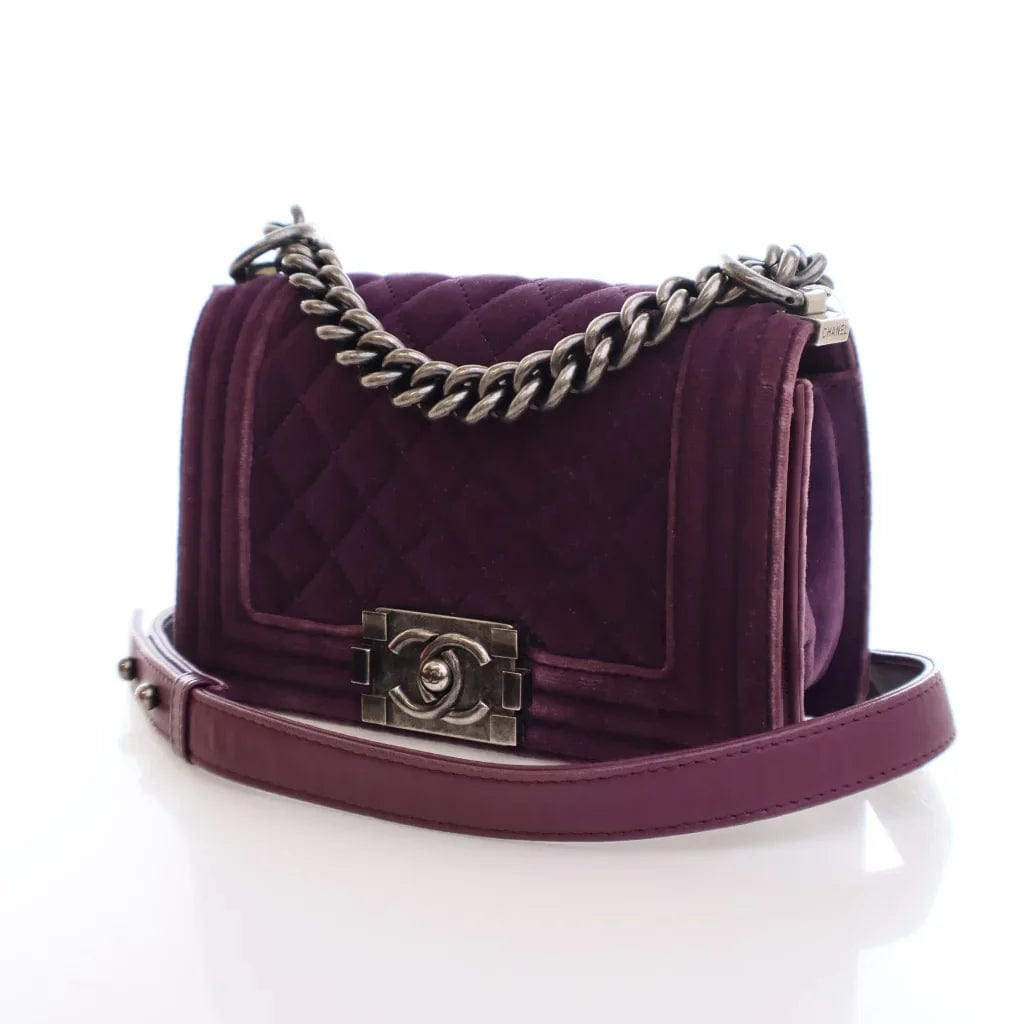 CANADA Chanel Boy Bag Small Purple Velvet