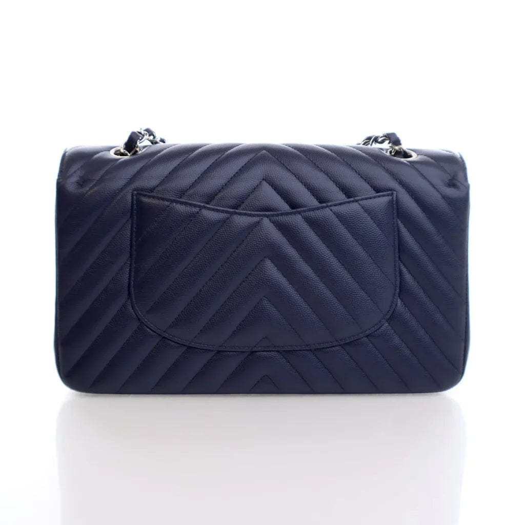 CANADA Chanel Chevron Flap Medium Blue Caviar