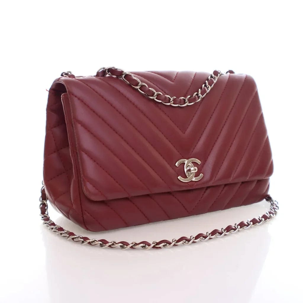 CANADA Chanel Chevron Seasonal Flap Red Calfskin