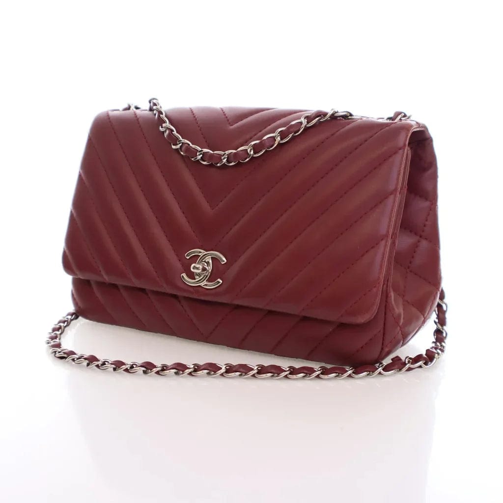 CANADA Chanel Chevron Seasonal Flap Red Calfskin