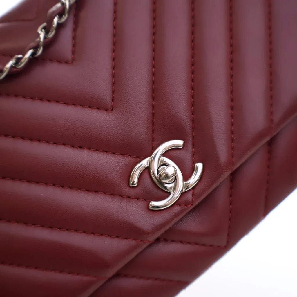 CANADA Chanel Chevron Seasonal Flap Red Calfskin