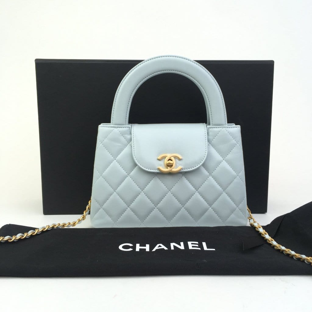 Canada Chanel Kelly Shopping Bag Large Blue Calfskin