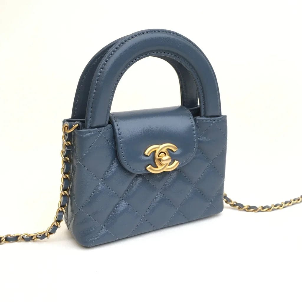 Canada Chanel Micro Kelly Shopping Bag Blue Calfskin