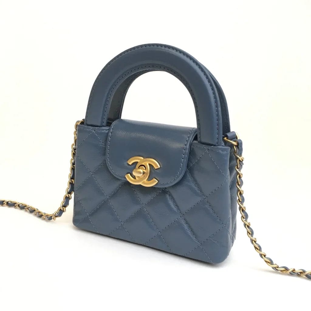 Canada Chanel Micro Kelly Shopping Bag Blue Calfskin