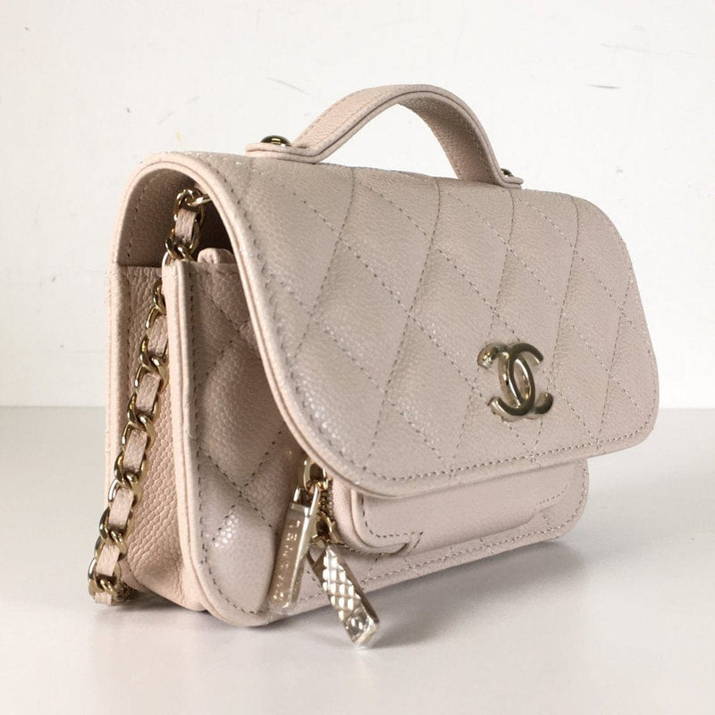 Pre-owned Chanel Beige Caviar Leather Small Business Affinity Flap Shoulder  Bag
