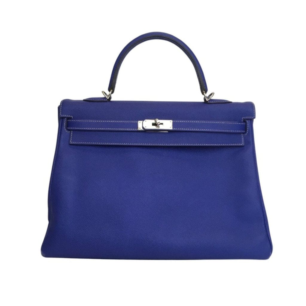 Hermes Kelly 35 Verso Bleu Electrique / Bleu Mykonos Epsom PHW ...