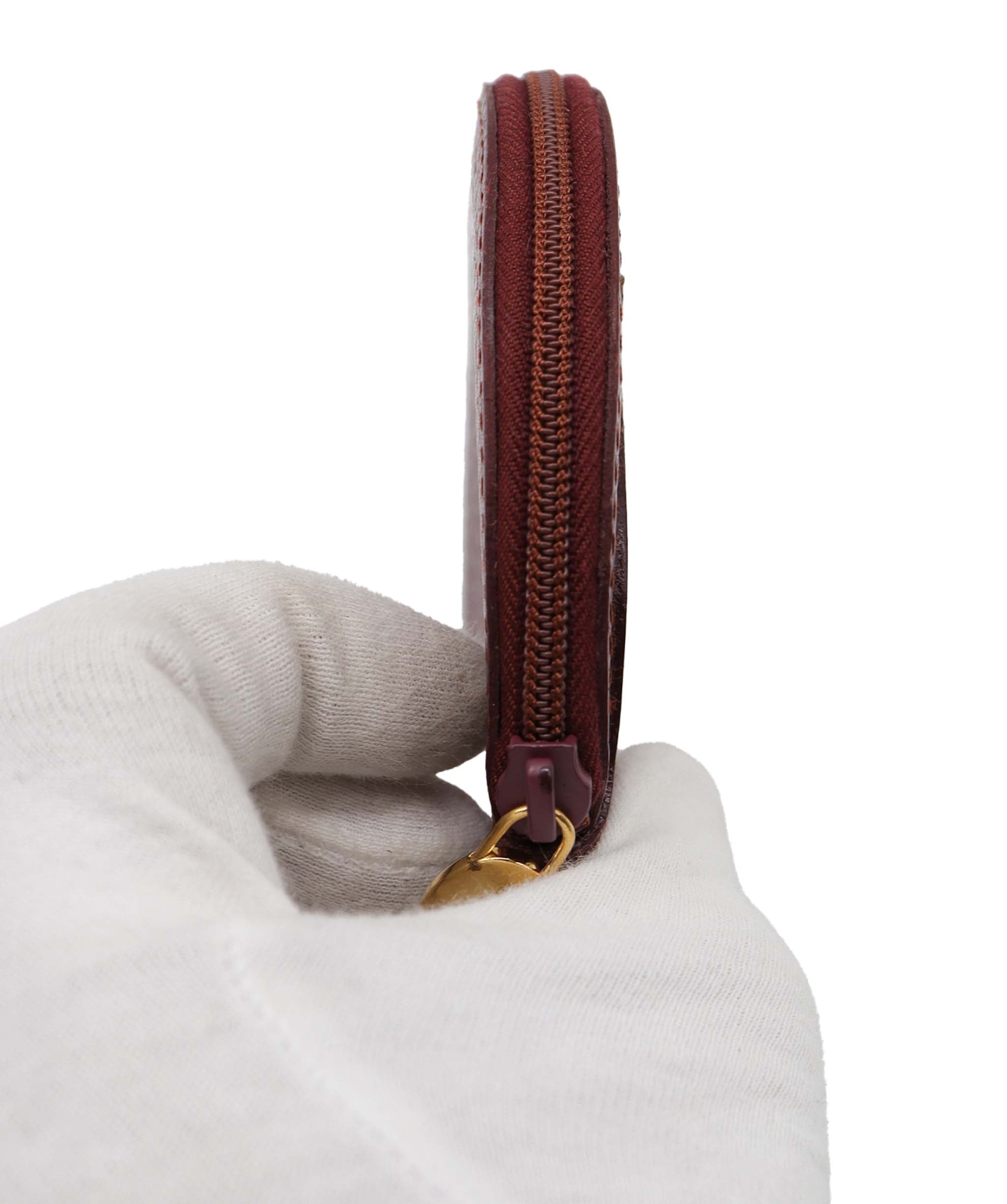 CARTIER CARTIER Coin Purse Leather Bordeaux Auth yk16041