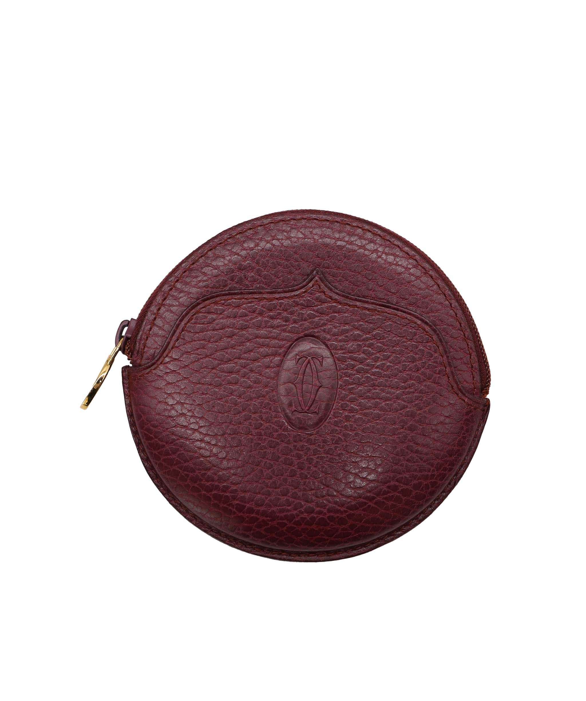 CARTIER CARTIER Coin Purse Leather Bordeaux Auth yk16041