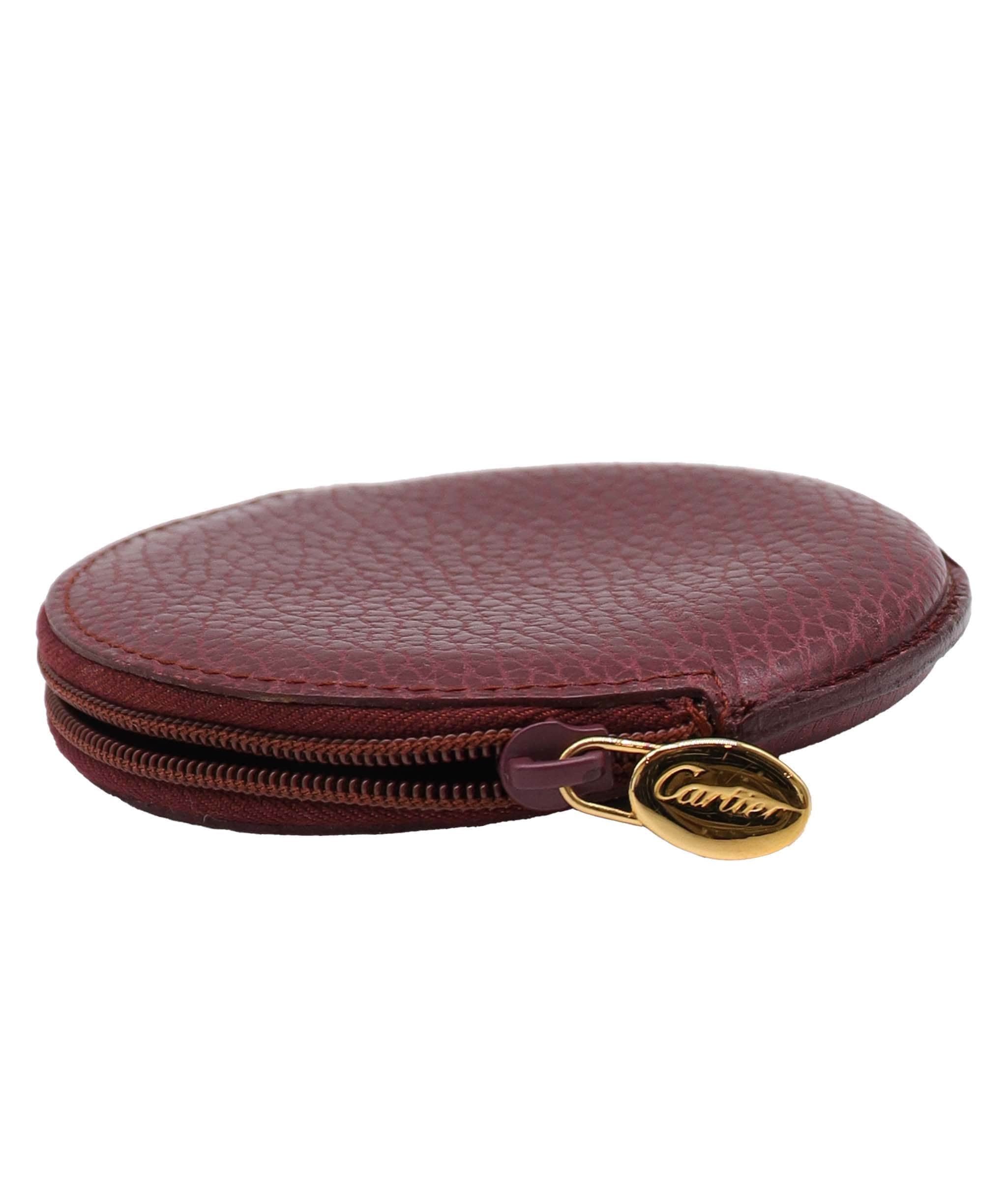 CARTIER CARTIER Coin Purse Leather Bordeaux Auth yk16041