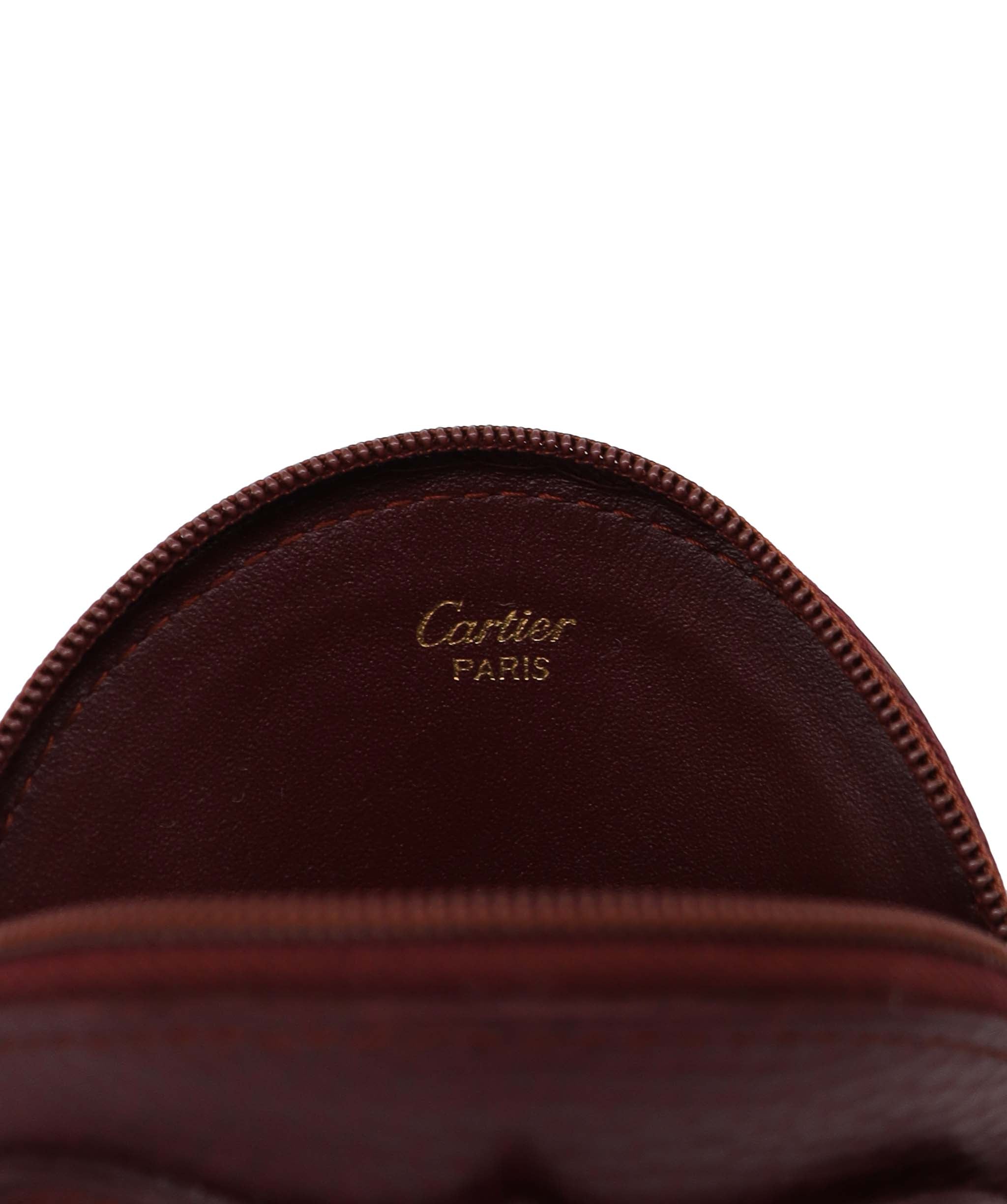 CARTIER CARTIER Coin Purse Leather Bordeaux Auth yk16041