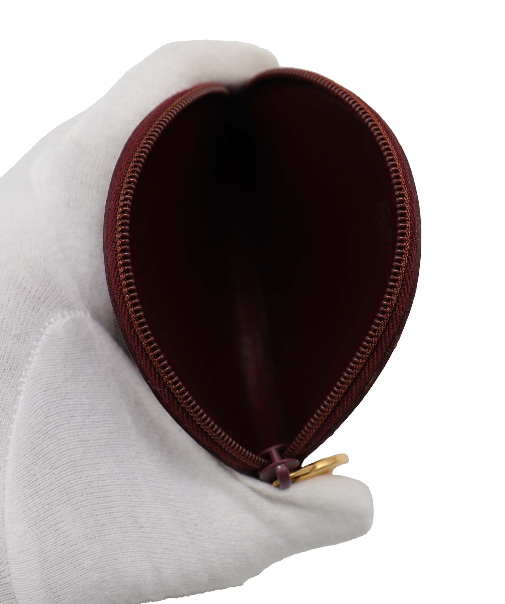 CARTIER CARTIER Coin Purse Leather Bordeaux Auth yk16041