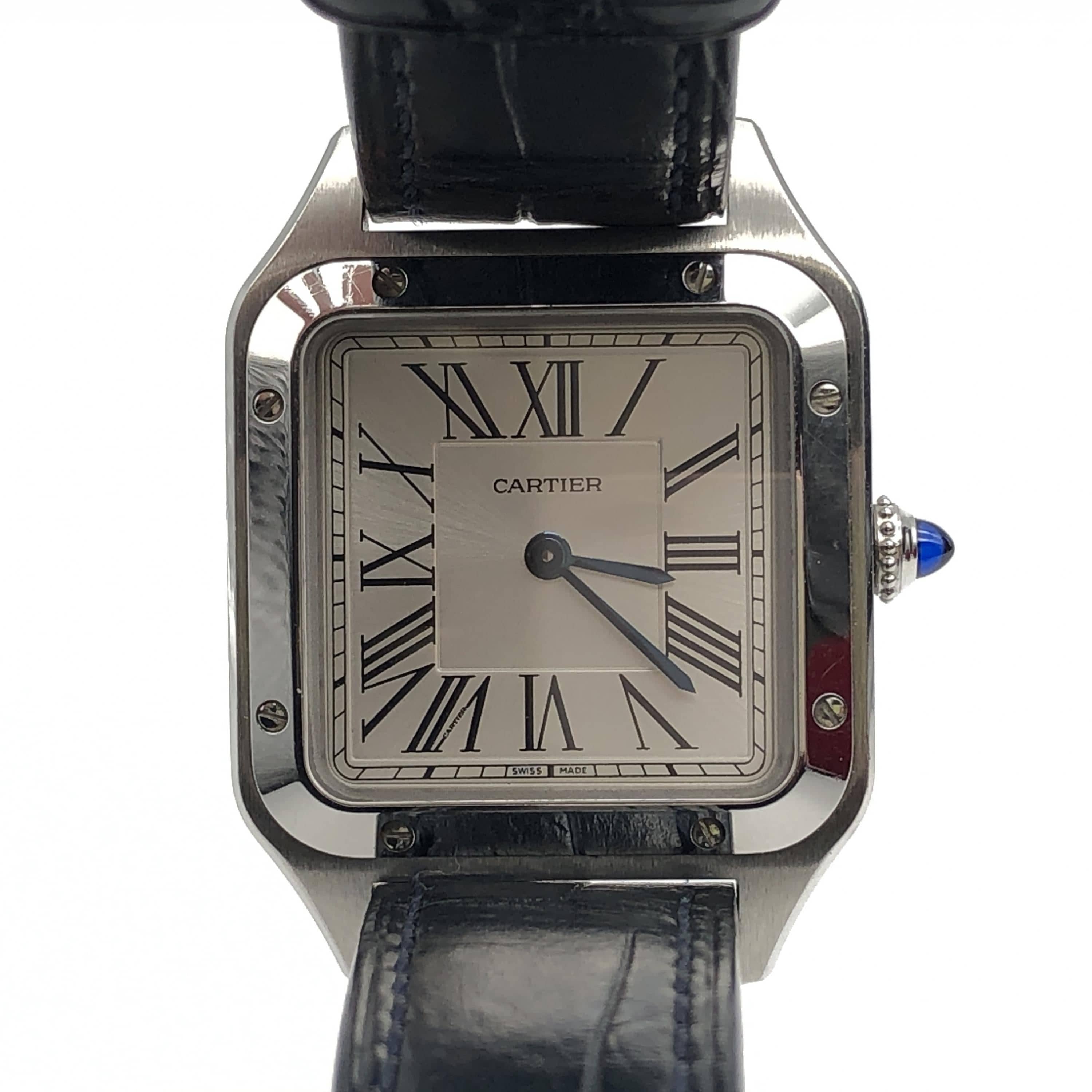 Cartier Cartier Santos-Dumont, Quartz, 33.97g, SS/Leather, Box/Certificate Included C307387