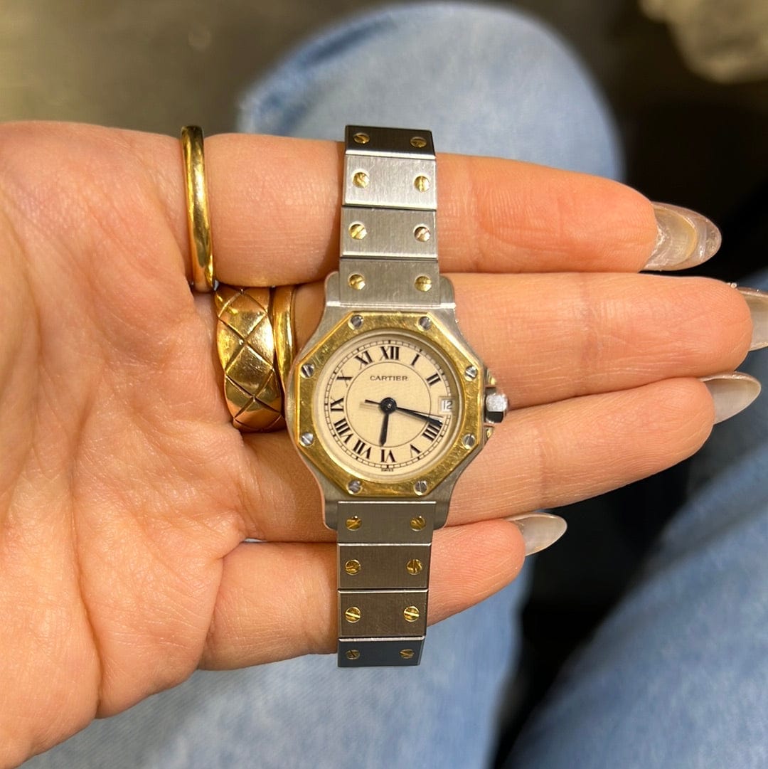 Cartier Cartier Santos Octagon SM 750 YG Quartz cream Dial Ladies Wrist Watch 90219430 AVCSC1504