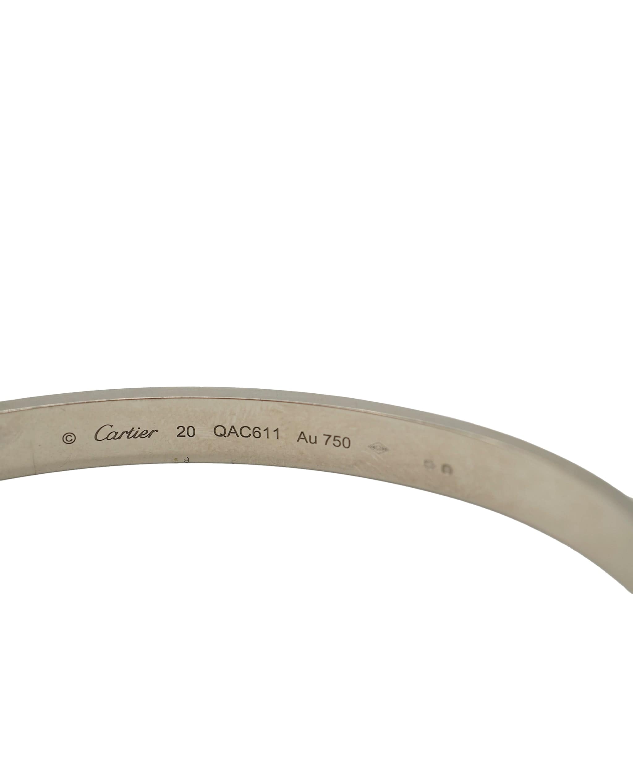 Cartier 18K White Gold Cartier Love Bracelet, Size 20 ABC0257