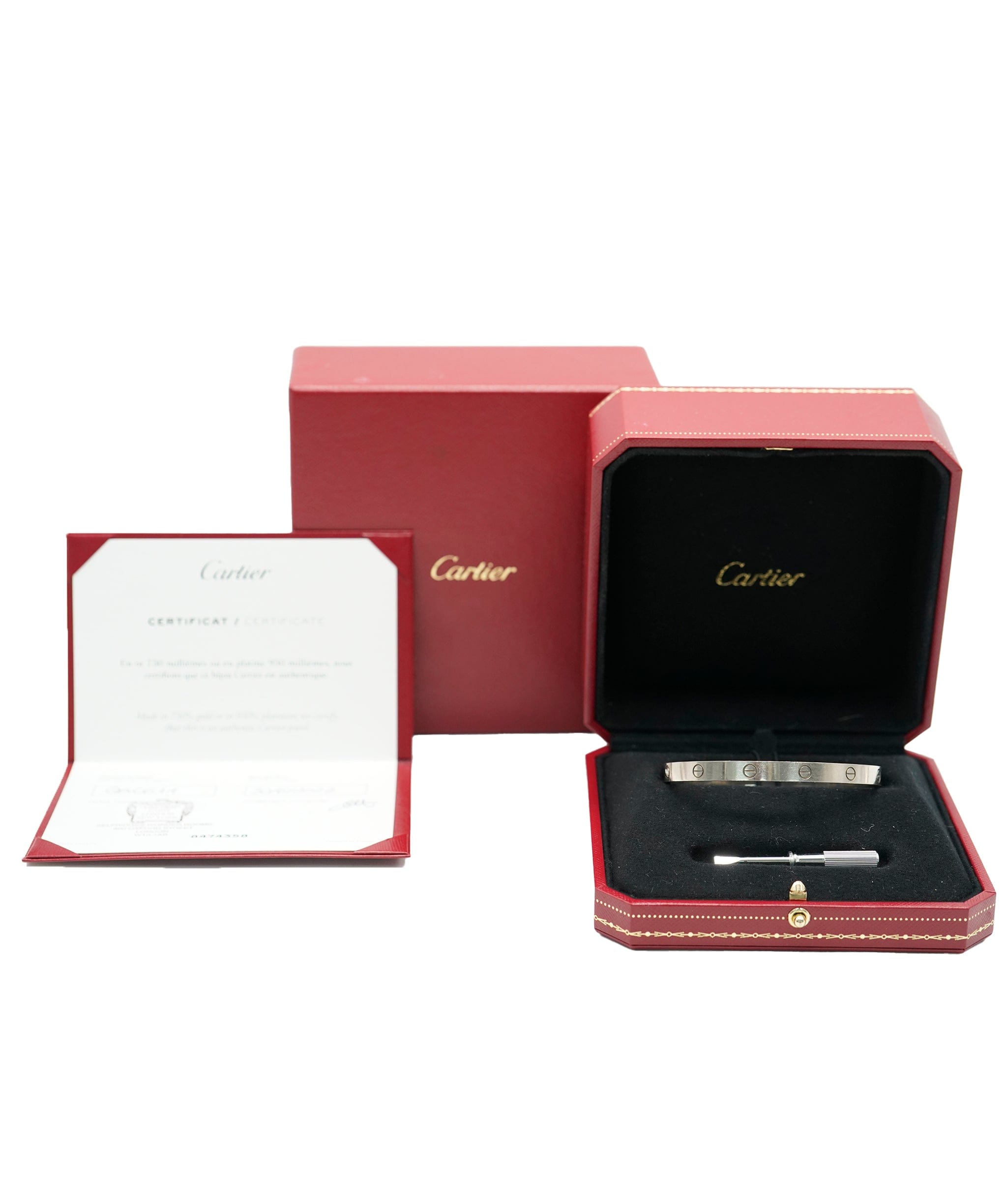 Cartier 18K White Gold Cartier Love Bracelet, Size 20 ABC0257