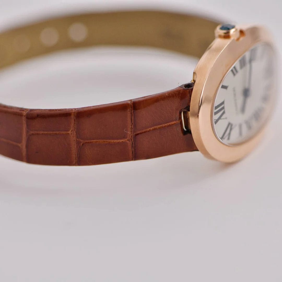 Cartier Cartier Baignoire Small Model 18k Rose Gold on Leather W8000007 AHC1592