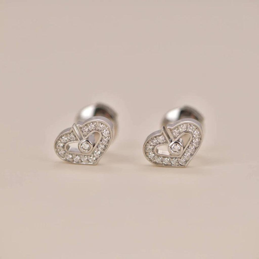 Cartier Double C Diamond White Gold Large Model Earrings For Sale at  1stDibs | double c earrings, cartier earrings white gold, cartier double c  earrings