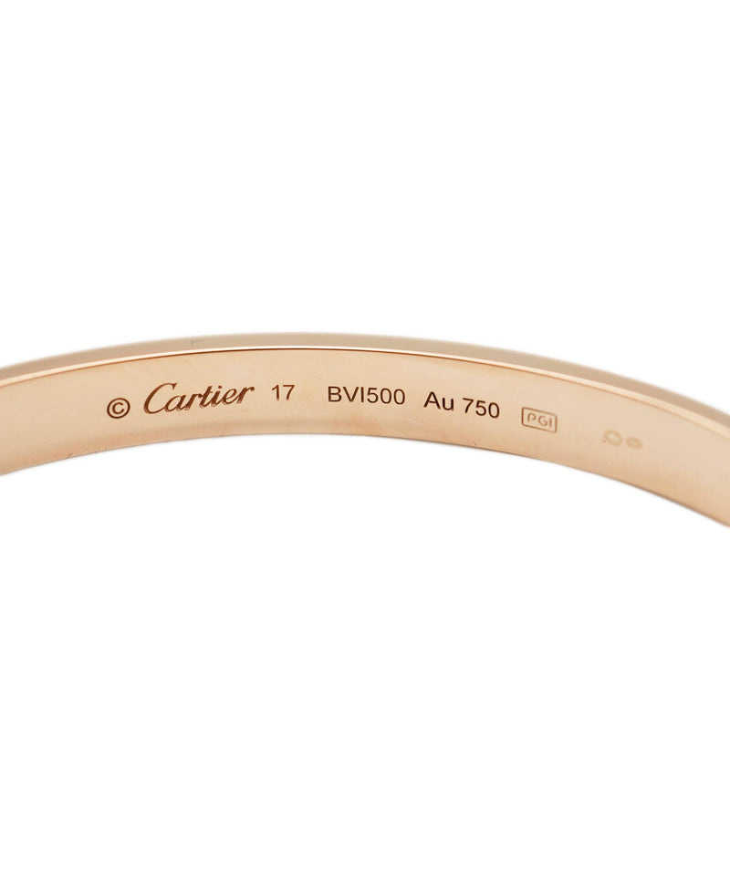 Cartier Love Bracelet Size 17 18K Rose Gold Box Screwdriver