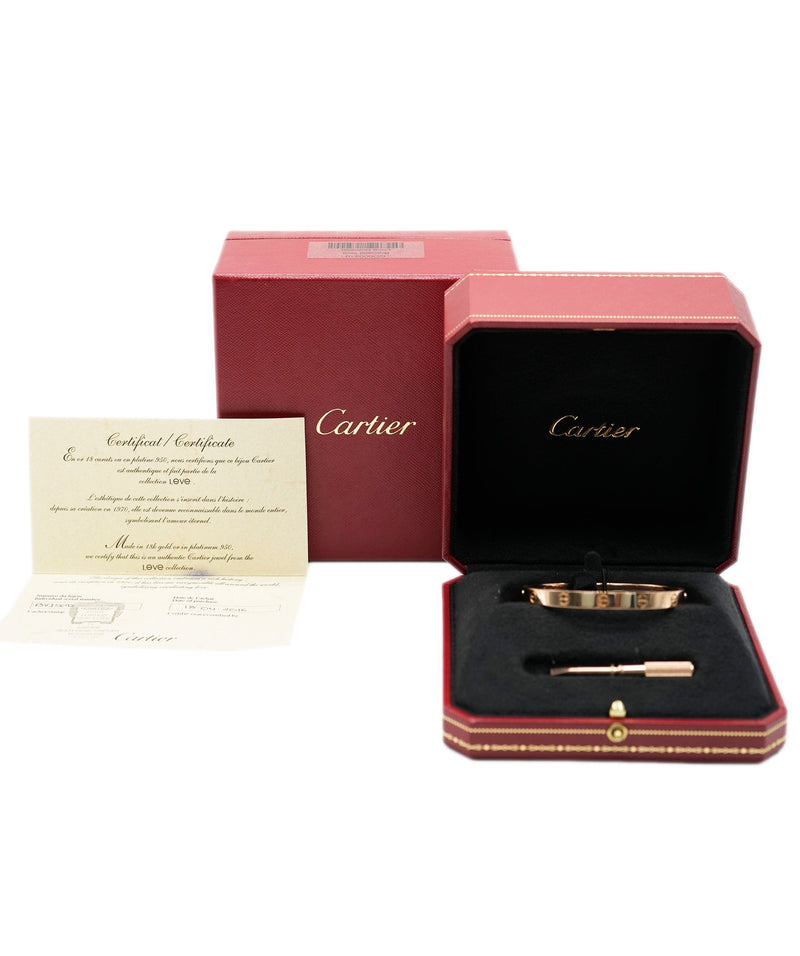 Cartier Love Bracelet Size 17 18K Rose Gold Box Screwdriver