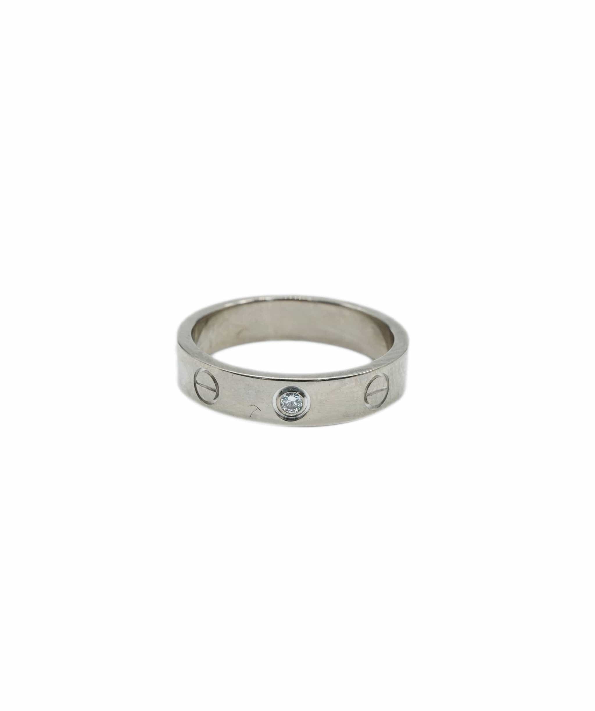 Cartier Cartier Thin Diamond Love Ring, size 50 White Gold ASL10047