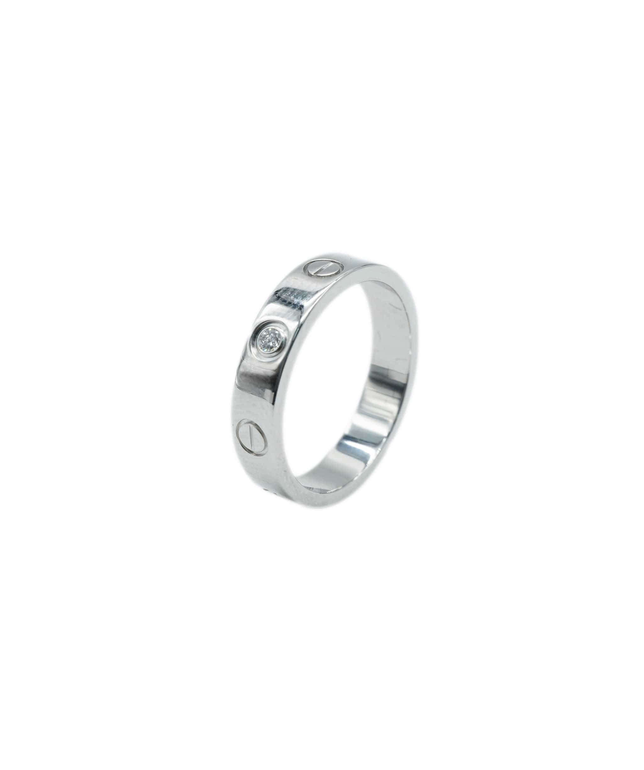 Cartier Cartier Thing Love Ring, 1 Diamond White Gold, Size 50 ASL10056