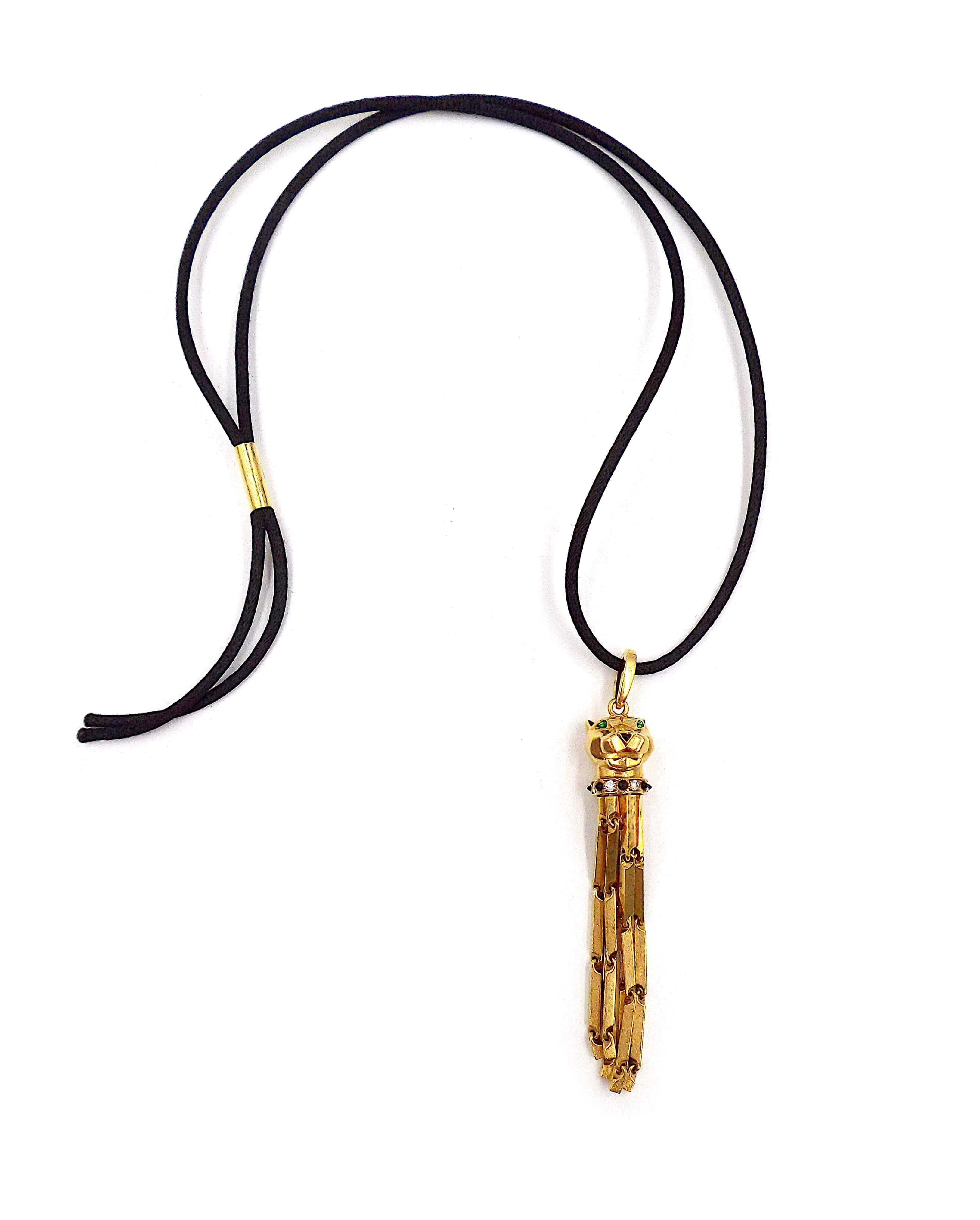 Cartier 18kt yellow gold Cartier de Panthere tassel on black adjsutable cord ASC5182