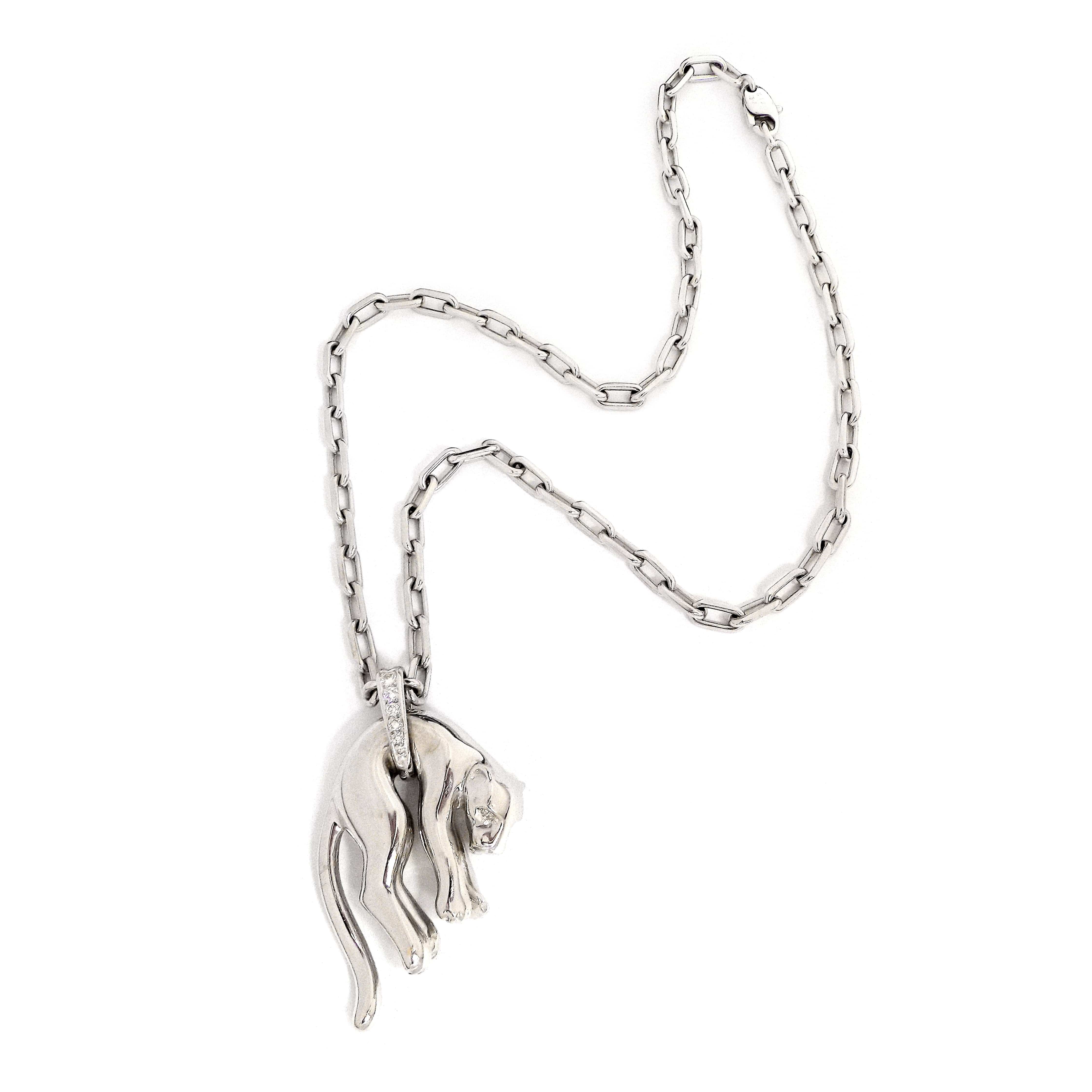 Diamond Necklace White Cartier Panthere Chain Cartier 18K White