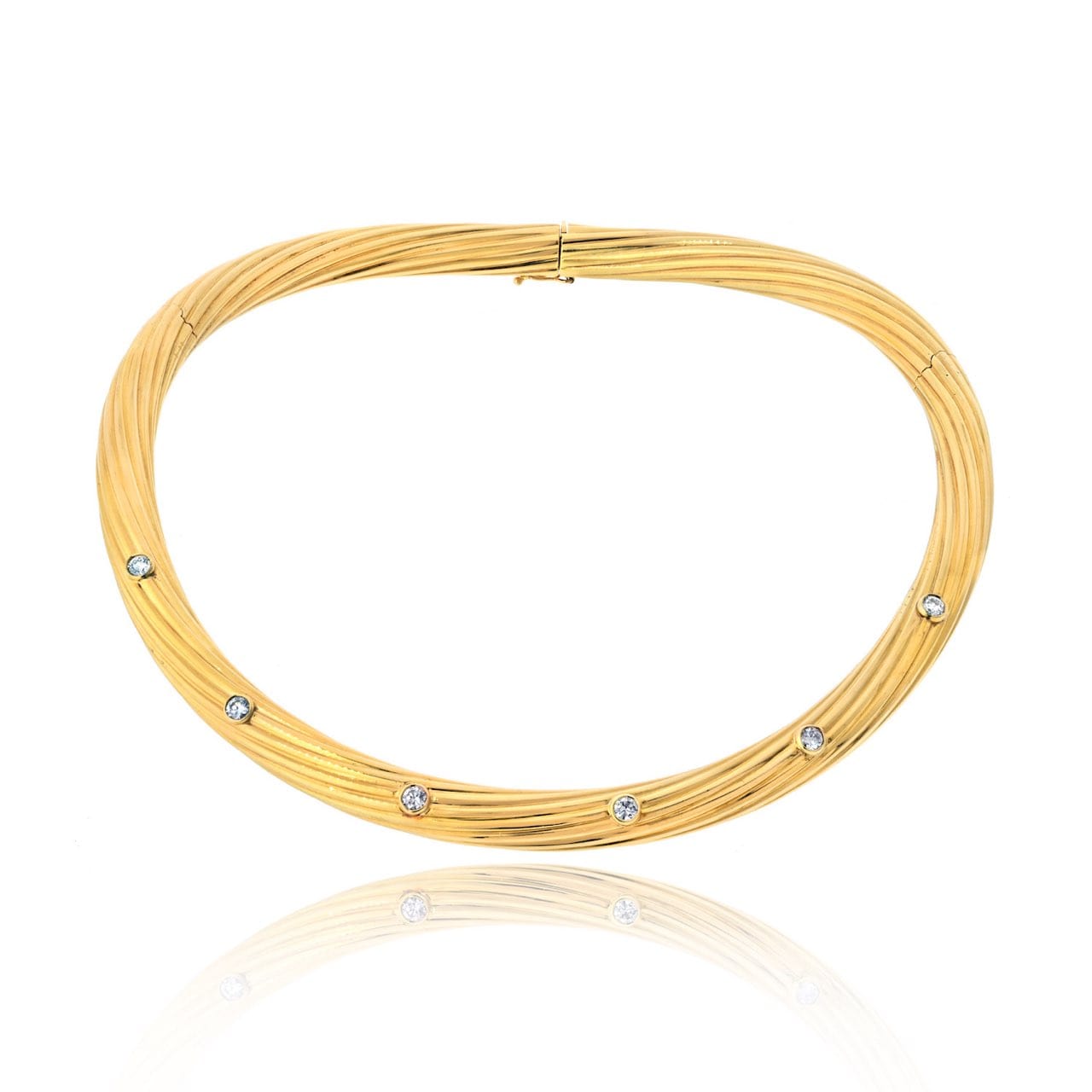 Cartier Cartier 18K Yellow Gold Diamond Fluted Twist Choker Necklace ASC5372