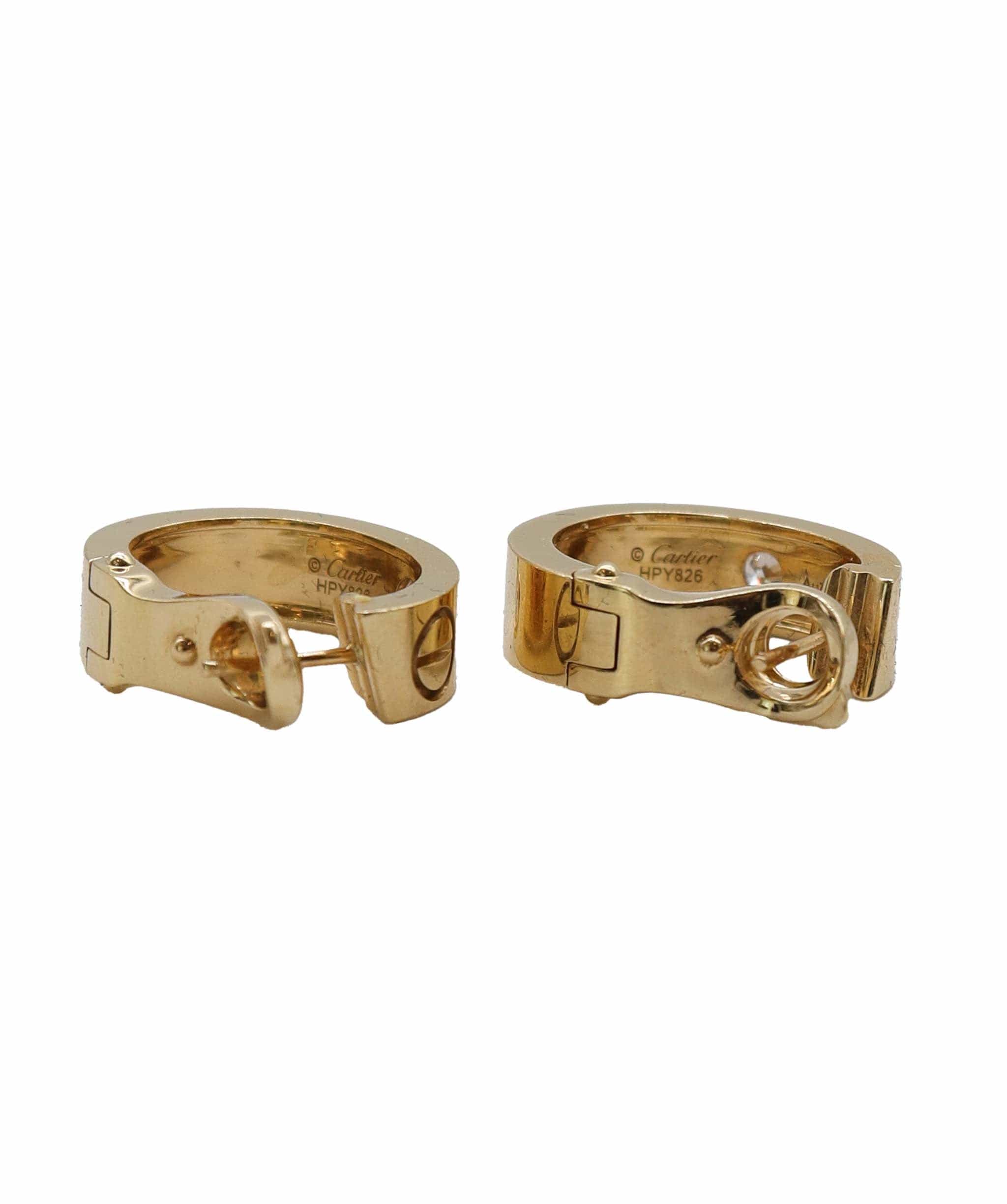 Cartier Cartier Love Hoop Yellow Gold Earrings Classic Model 2 Diamonds (Pierced) SKC2022