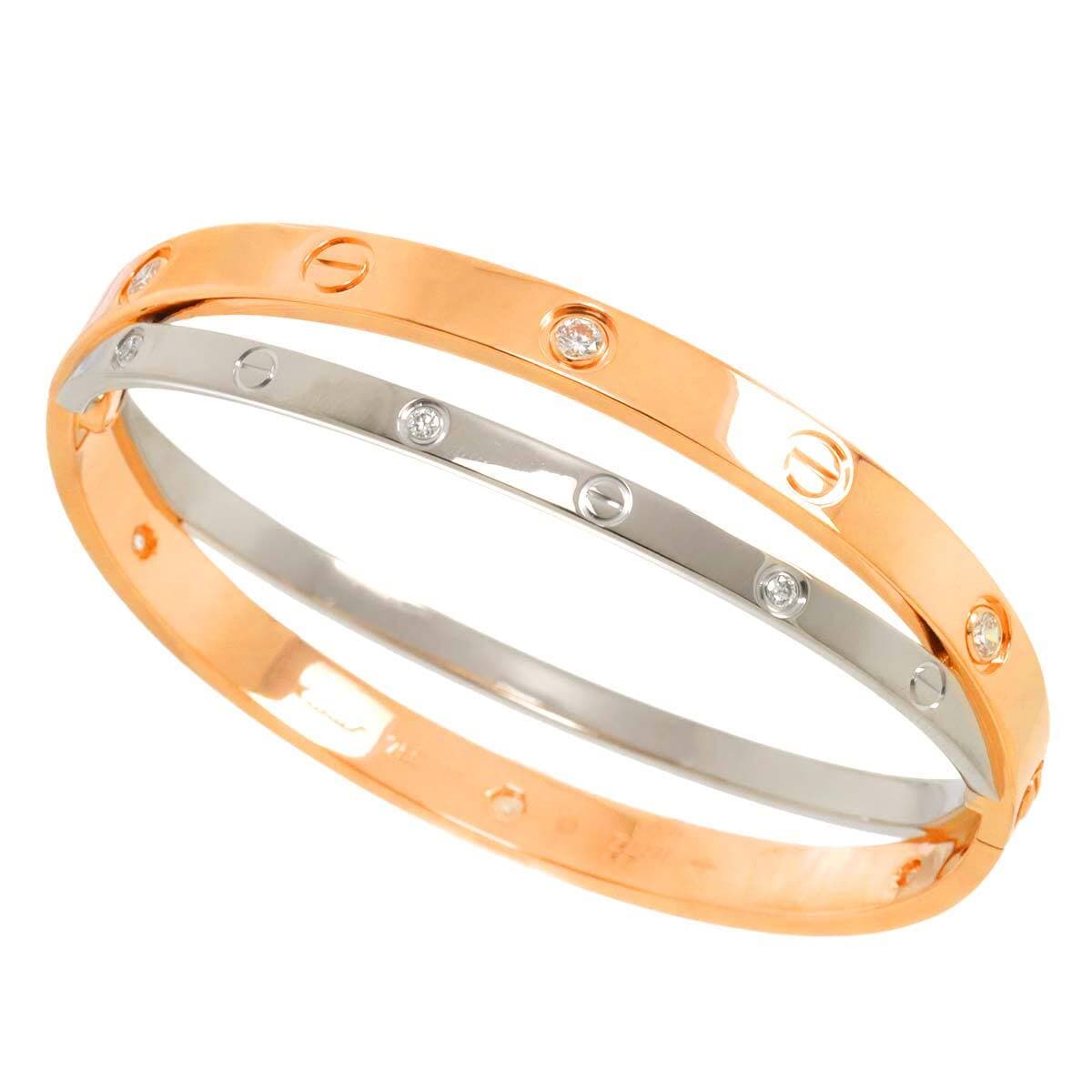 Cartier Cartier Love Bracelet Diamond 12P 18K K18 PG WG 750 size17 90278399