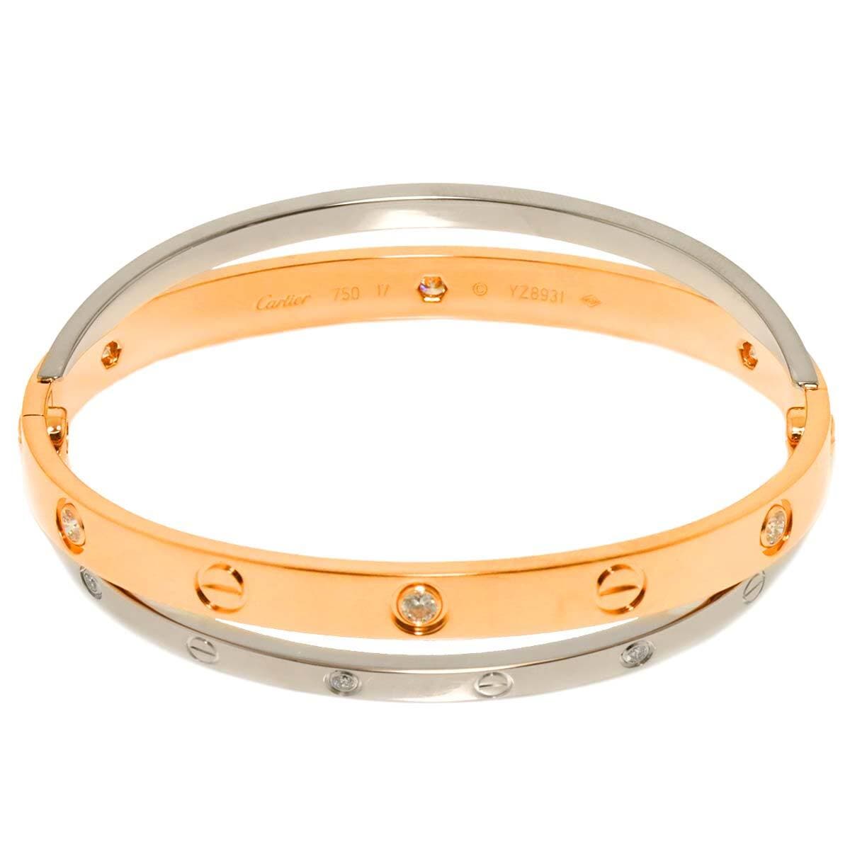 Cartier Cartier Love Bracelet Diamond 12P 18K K18 PG WG 750 size17 90278399