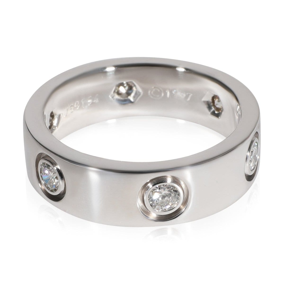 Cartier 122346, Cartier Love Diamond Ring in 18k White Gold 0.46 CTW, Size: 50