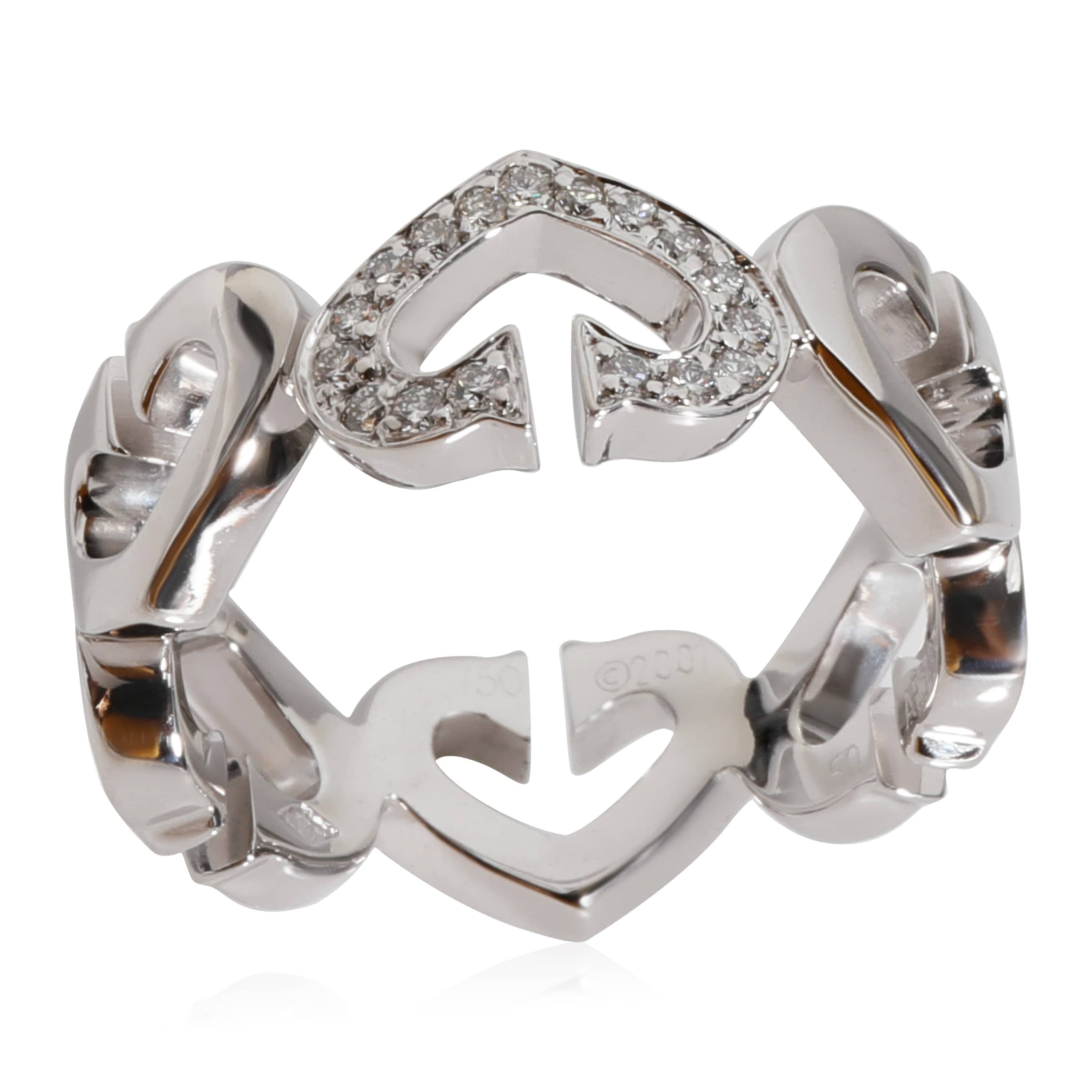 Cartier Cartier C De Cartier Heart Ring in 18k White Gold 0.13 CTW SIZE US5.25