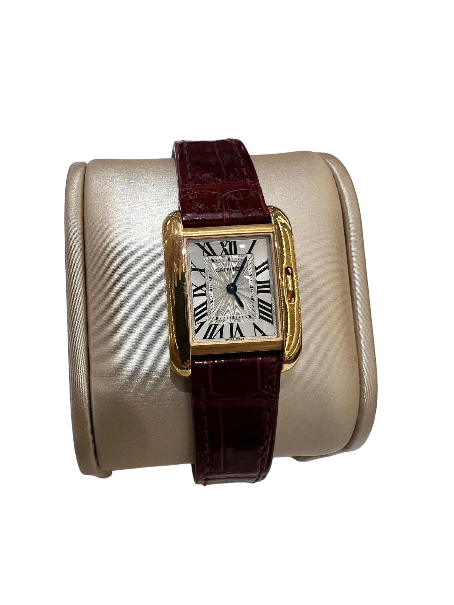 Cartier Cartier Tank Ladies Watch 18K Gold with red leather strap 23mm