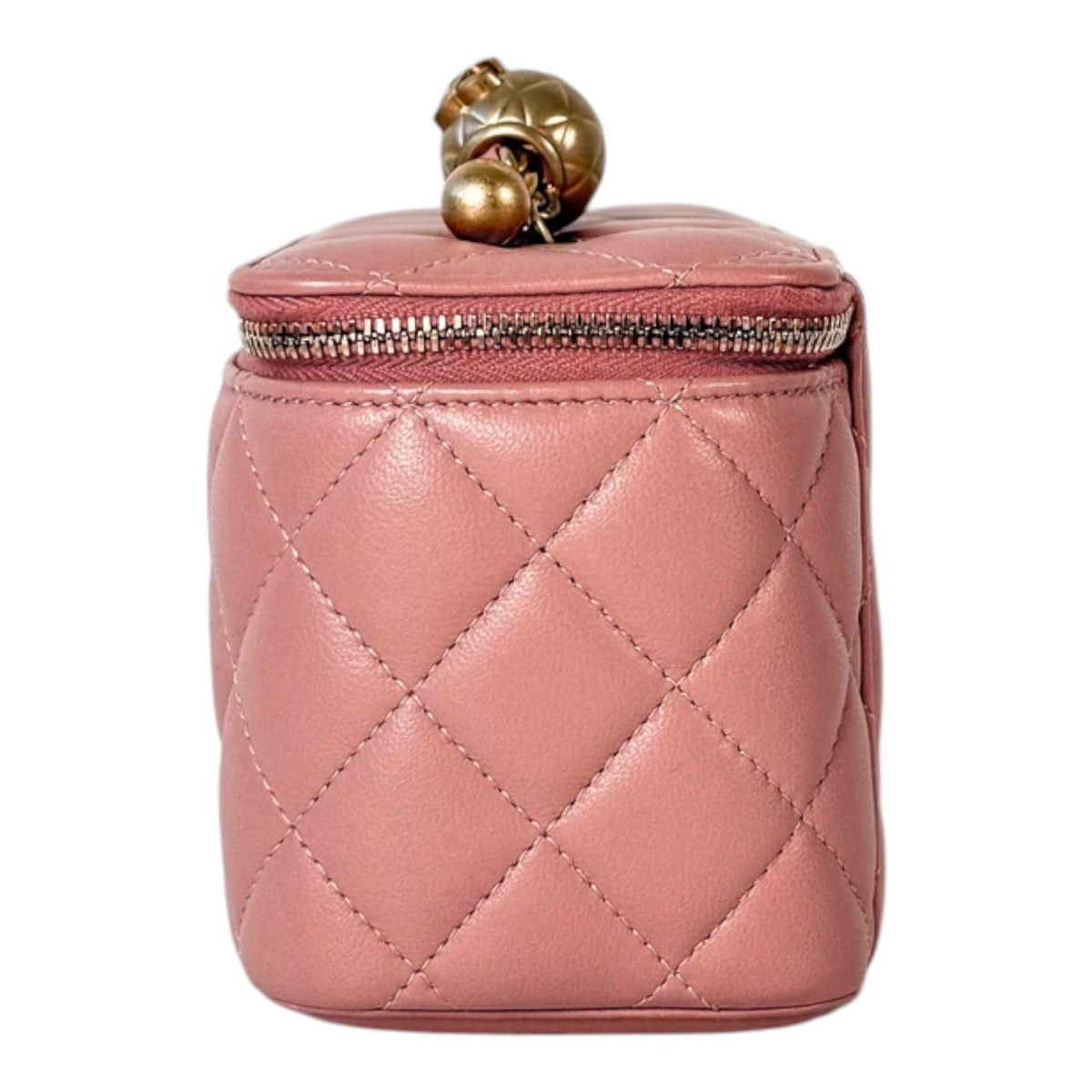 Chanel Pink Lambskin Vanity Box Bag with Pearl Crush