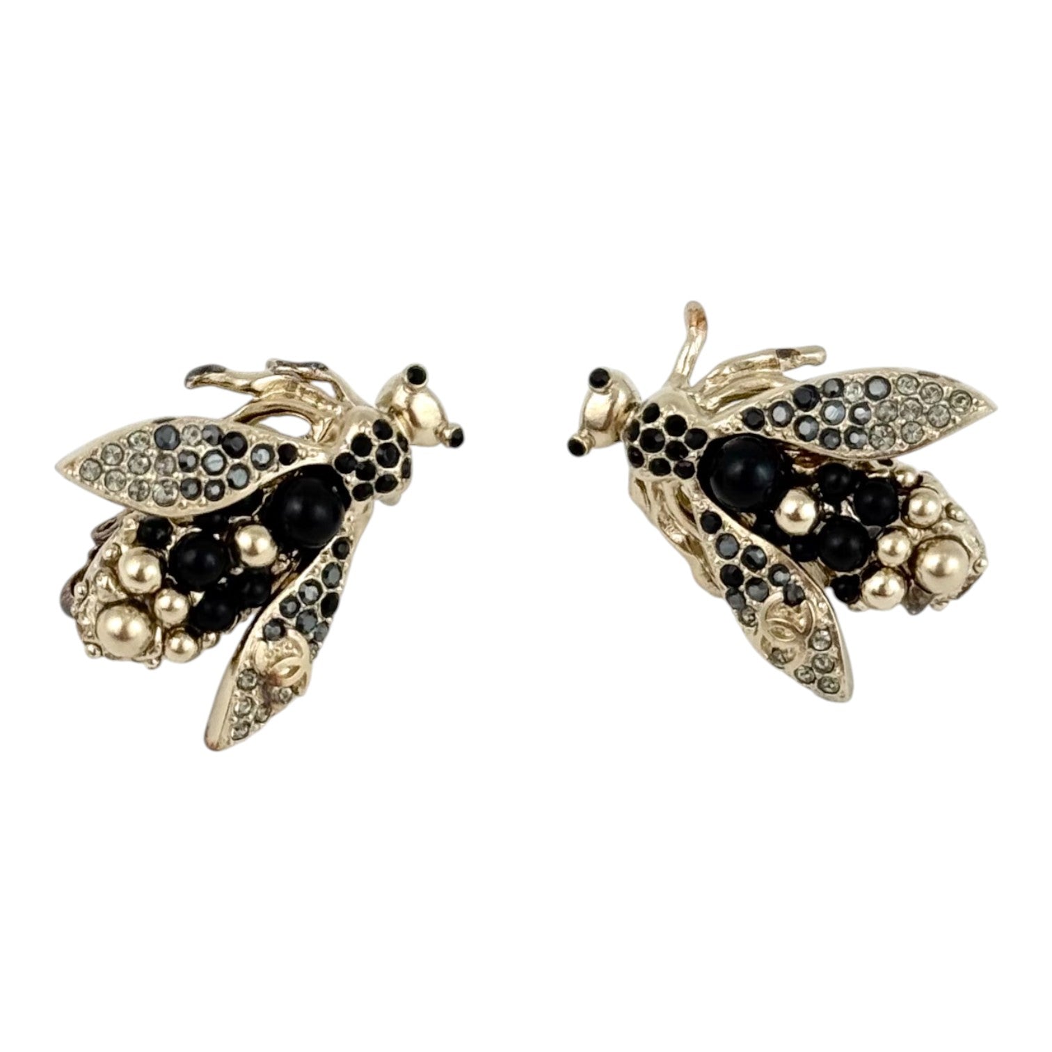 Chanel Crystal Bug Clip-On Earrings 16B