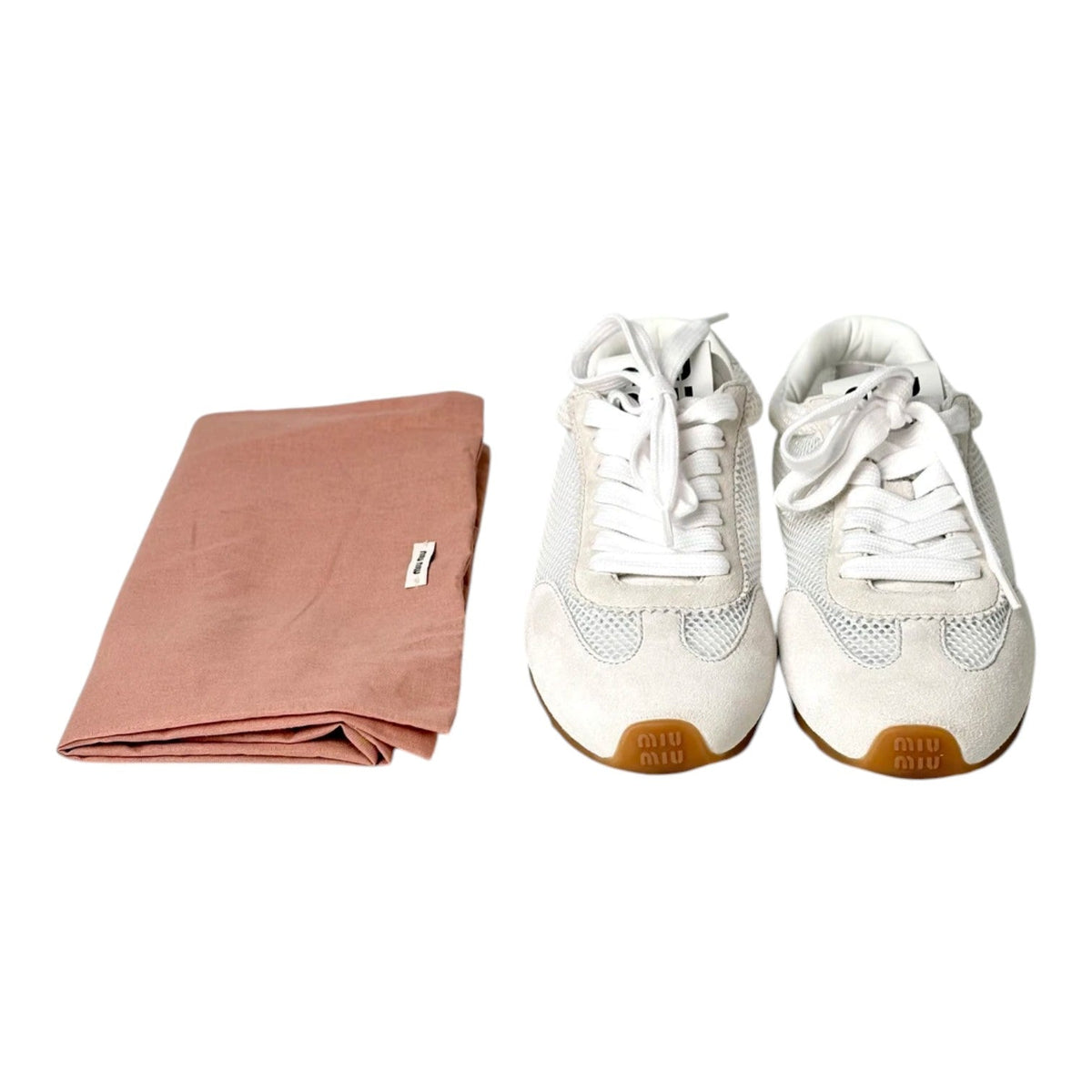 Miu Miu White Plume Trainer Shoes - Size 38.5