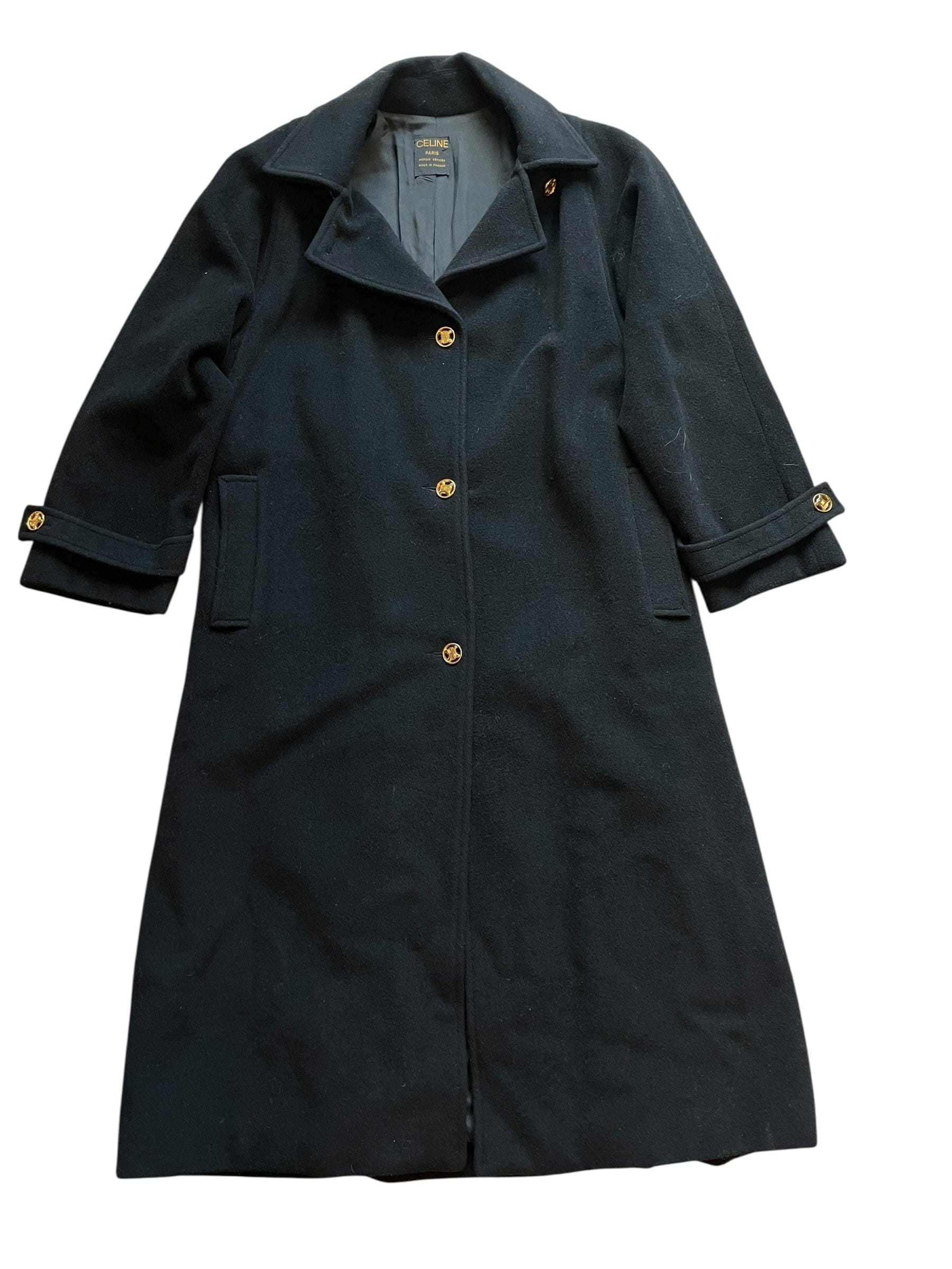 Celine Celine Logo Button Middle Coat Black Gold DXBK0277