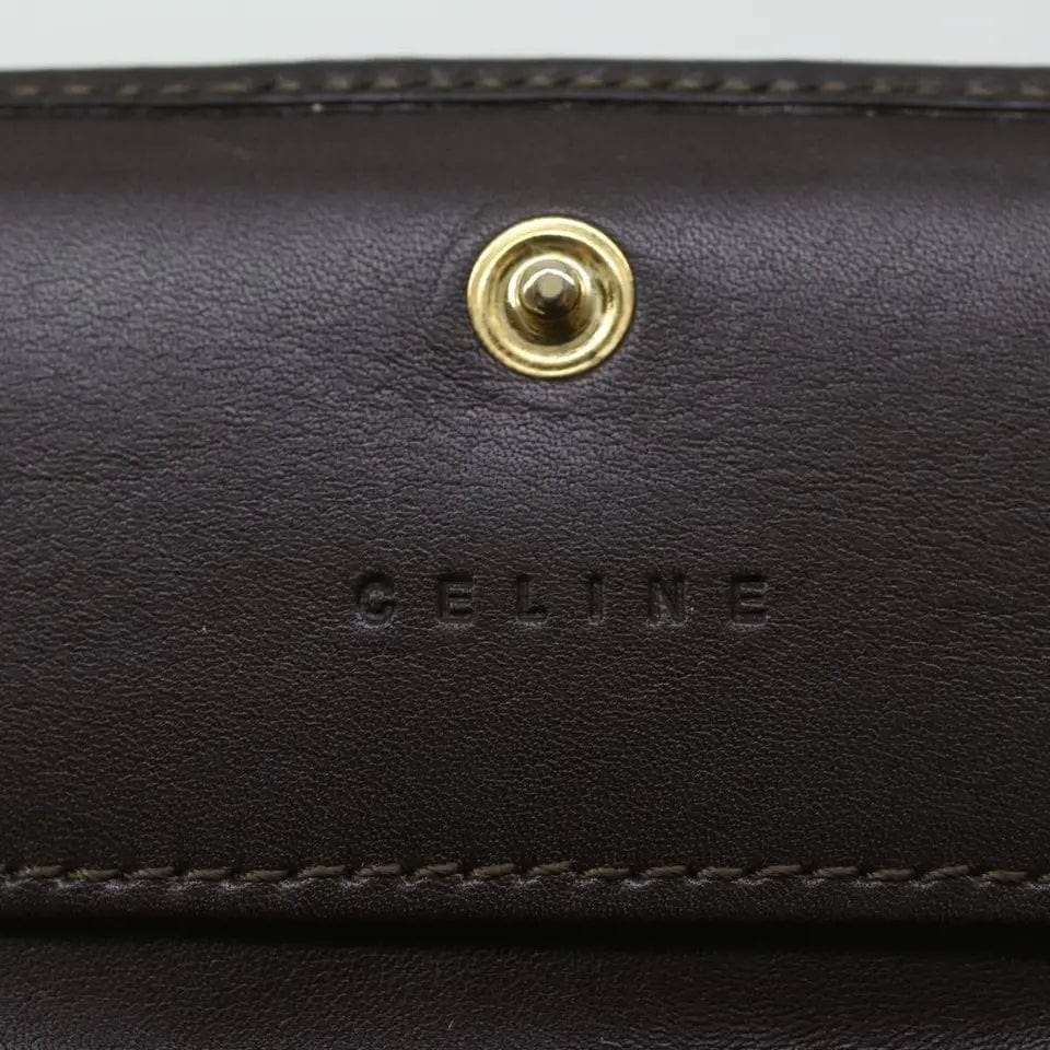 Celine Celine Macadam Canvas Wallet PVC Leather Brown Auth ASL10378
