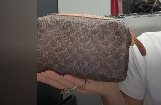 CELINE CELINE Macadam Pouch PVC×Leather Brown B0926932S9