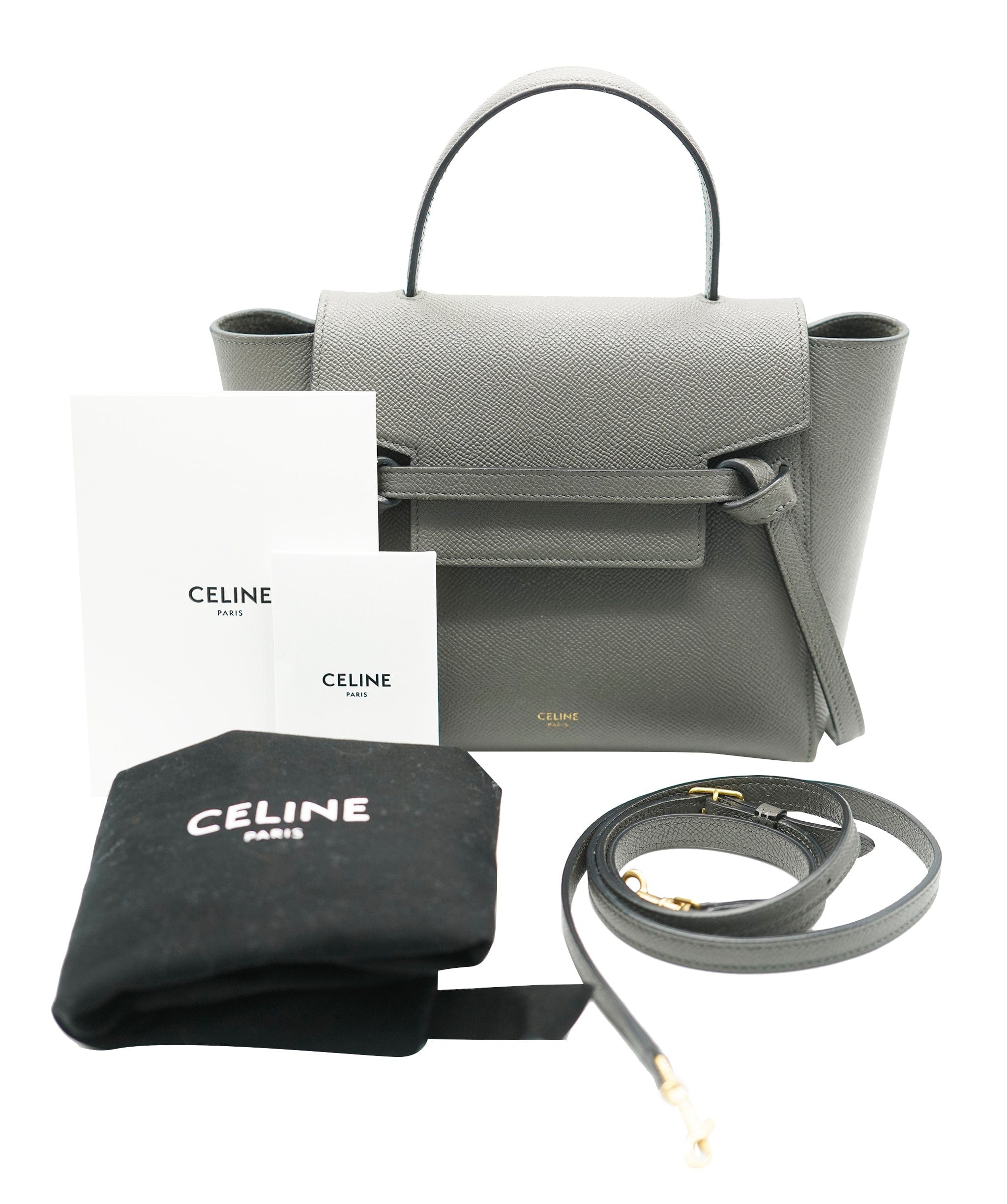 Celine Celine Belt Bag Grey Calfskin Leather Size Nano  AGC1647